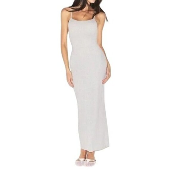 Skims cotton rib long tank dress maxi light heather grey small NWT MSRP $74 - Picture 3 of 5